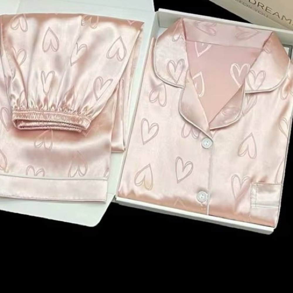 New Pink Heart satin PJ set XL - Picture 2 of 5